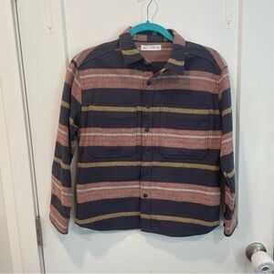 Zara Jacket Boys 9-10 Button Up Shacket Cotton Pocket Outerwear Casual